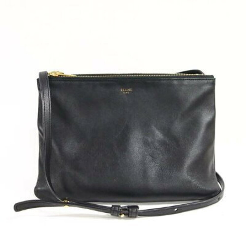 Celine Trio Smooth Lambskin Shoulder Bag Black B